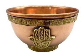 AzureGreen ROB179  3" copper Fatima Hand offering bowl