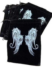 AzureGreen RV57083  (set of 10) 5"x 7" Angel Wings Black velveteen bag