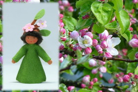Eco Flower Fairies Apple Blossom Fairy (standing felt doll, flower hat)