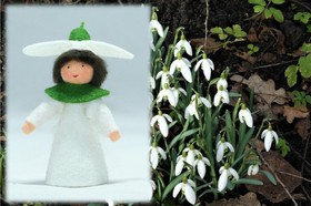 Eco Flower Fairies Snowdrop Fairy (standing felt doll, flower hat)