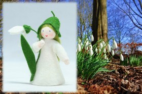 Eco Flower Fairies Snowdrop Fairy (standing felt doll, holding flower)