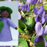 Eco Flower Fairies Sweet Violet Fairy (standing felt doll, holding flower)