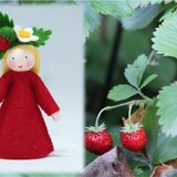 Eco Flower Fairies Wild Strawberry Fairy (standing felt doll, flower hat)