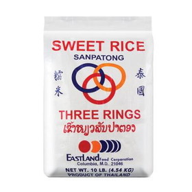 Three Ring Sweet Rice Sanpatong, 10 LBS, Case of 5