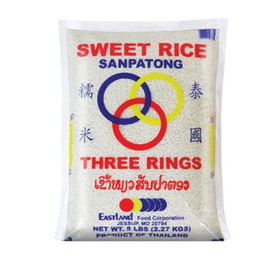 Three Ring Sweet Rice Sanpathong, 5 LBS, Case of 6