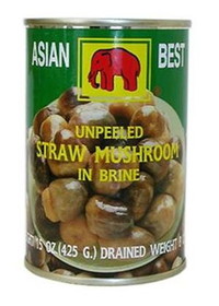 Asian Best Straw Mushroom Unpeeled in Brine, 15 OZ, Case of 24