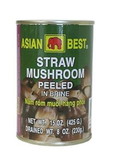 Asian Best Straw Mushroom Peeled in Brine, 15 OZ, Case of 24