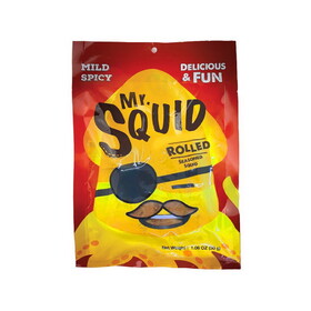 Mr.Squid Spicy Rollered Seasoned Squid (Bag), 30 G, Case of 36