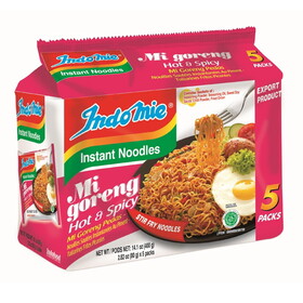 Indomie Hot & Spicy Fried Noodles, 2.82 OZ, 5 per pack, 6 per case