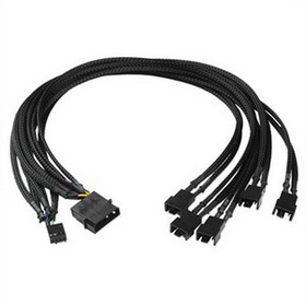 EverCool Molex to 5X 4 Pin PWM Fan Cables, Braided, 17in CB-EC-DF001