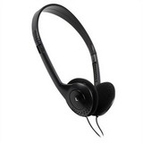 Stereo Headphones, Adjustable, 4ft Cord, Black