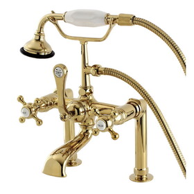 Aqua Vintage English Country Deck Mount Clawfoot Tub Faucet, Polished Brass