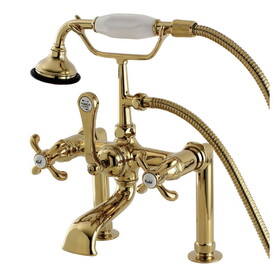 Aqua Vintage French Country Deck Mount Clawfoot Tub Faucet, Polished Brass