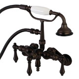Kingston Brass Aqua Vintage 3-3/8 Inch Adjustable Wall Mount Clawfoot Tub Faucet with Hand Shower, Oil Rubbed Bronze AE419T5