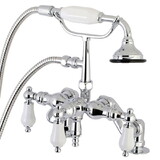 Kingston Brass Auqa Vintage 3-3/8 Inch Adjustable Deck Mount Tub Faucet with Hand Shower, Polished Chrome AE622T1