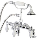 Kingston Brass Auqa Vintage 3-3/8 Inch Adjustable Deck Mount Tub Faucet with Hand Shower, Polished Chrome AE624T1