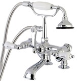 Kingston Brass Auqa Vintage 7-inch Adjustable Clawfoot Tub Faucet with Hand Shower, Polished Chrome AE654T1