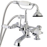 Kingston Brass Auqa Vintage 7-inch Adjustable Clawfoot Tub Faucet with Hand Shower, Polished Chrome AE656T1