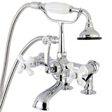 Kingston Brass Auqa Vintage 7-inch Adjustable Clawfoot Tub Faucet with Hand Shower, Polished Chrome AE660T1