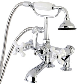Kingston Brass Auqa Vintage 7-inch Adjustable Clawfoot Tub Faucet with Hand Shower, Polished Chrome AE660T1