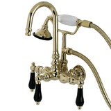 Aqua Vintage Duchess Wall Mount Clawfoot Tub Faucet, Polished Brass