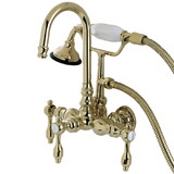 Aqua Vintage Tudor Wall Mount Clawfoot Tub Faucet, Polished Brass