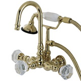 Aqua Vintage Celebrity Wall Mount Clawfoot Tub Faucet, Polished Brass