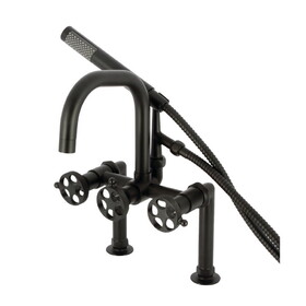 Kingston Brass Webb Three-Handle 2-Hole Deck Mount Clawfoot Tub Faucet with Hand Shower, AE8400RKX