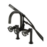 Kingston Brass Belknap Three-Handle 2-Hole Deck Mount Clawfoot Tub Faucet with Hand Shower, AE8400RX