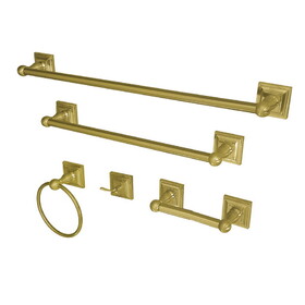 Kingston Brass Serano 5-Piece Bathroom Accessory Set, Brushed Brass