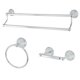 Kingston Brass 3-Piece Bathroom Accessories Set, Polished Chrome BAK297348C