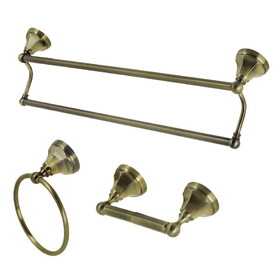 Kingston Brass Metropolitan 3-Piece Towel Bar Accessory Set, Antique Brass BAK4181348AB