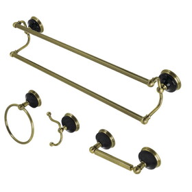 Kingston Brass Water Onyx 4-Piece Bathroom Accessory Set, Antique Brass BAK9113478AB