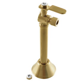 Kingston Brass Whitaker 1/2" Sweat x 3/8" O.D. Comp Angle Stop Valve with 5" Extension, Brushed Brass
