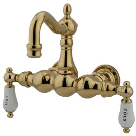 Kingston Brass Vintage 3-3/8-Inch Wall Mount Tub Faucet, Polished Brass CC1003T2