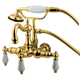 Kingston Brass Vintage 3-3/8-Inch Wall Mount Tub Faucet, Polished Brass CC1009T2