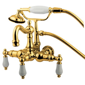 Kingston Brass Vintage 3-3/8-Inch Wall Mount Tub Faucet, Polished Brass CC1011T2