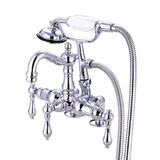 Kingston Brass CC1014T1 Wall Mount Clawfoot Tub Filler with Hand Shower, Polished Chrome