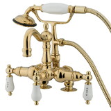 Kingston Brass Vintage 3-3/8-Inch Deck Mount Tub Faucet, Polished Brass CC1017T2