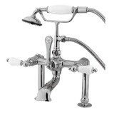Kingston Brass CC106T1 Deck Mount Clawfoot Tub Filler with Hand Shower, Polished Chrome