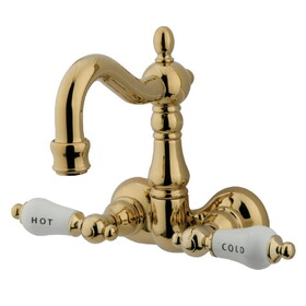 Kingston Brass Vintage 3-3/8-Inch Wall Mount Tub Faucet, Polished Brass CC1073T2