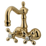 Kingston Brass Vintage 3-3/8-Inch Wall Mount Tub Faucet, Polished Brass CC1077T2