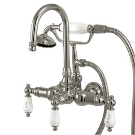 Kingston Brass Vintage 3-3/8-Inch Wall Tub Faucet with Hand shower, Polished Chrome