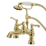 Kingston Brass Vintage 7-Inch Deck Mount Tub Faucet with Hand Shower, Polished Brass CC1152T2
