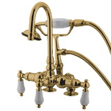 Kingston Brass Vintage 3-3/8-Inch Deck Mount Tub Faucet, Polished Brass CC15T2