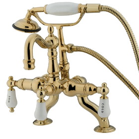 Kingston Brass Vintage Clawfoot Tub Faucet with Hand Shower, Polished Brass CC2009T2