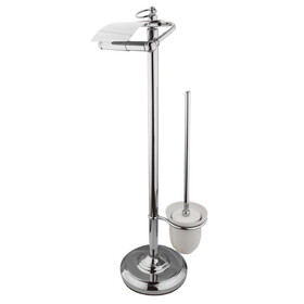 Kingston Brass Pedestal Toilet Paper Holder Stand with Brush, Polished Chrome