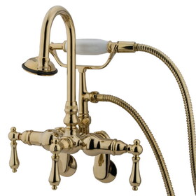 Kingston Brass Vintage Adjustable Center Wall Mount Tub Faucet, Polished Brass CC301T2