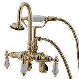 Kingston Brass Vintage Adjustable Center Wall Mount Tub Faucet, Polished Brass CC303T2