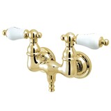 Kingston Brass Heirloom CC33T2 - Vintage Two-Handle 2-Hole Tub Wall Mount Tub Faucet, Polished Brass